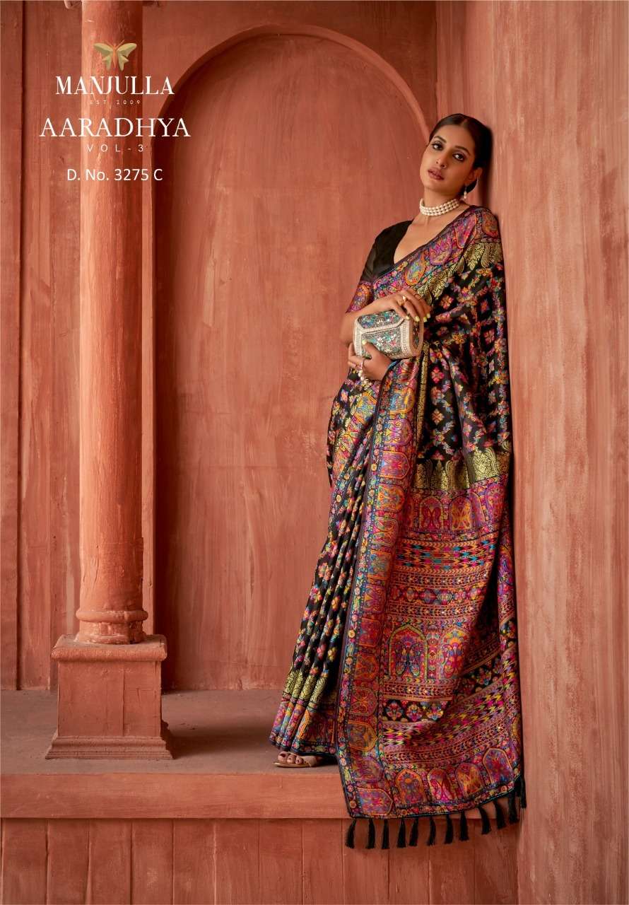 manjula fashion aaradhya vol 3 3275 design colors pashmina silk sarees