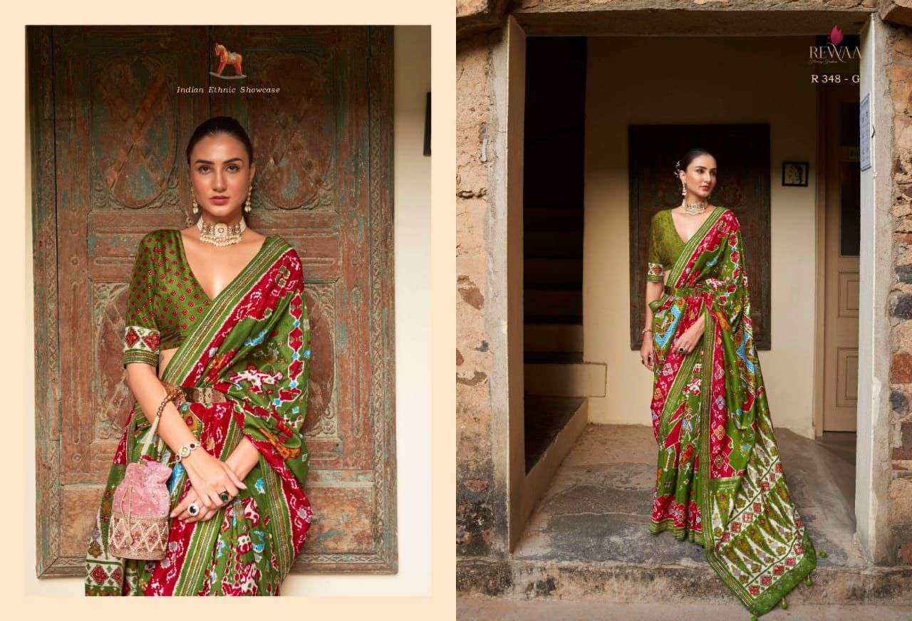 rewaa heritage 348 design patola with siroski work saree wholesale supply 