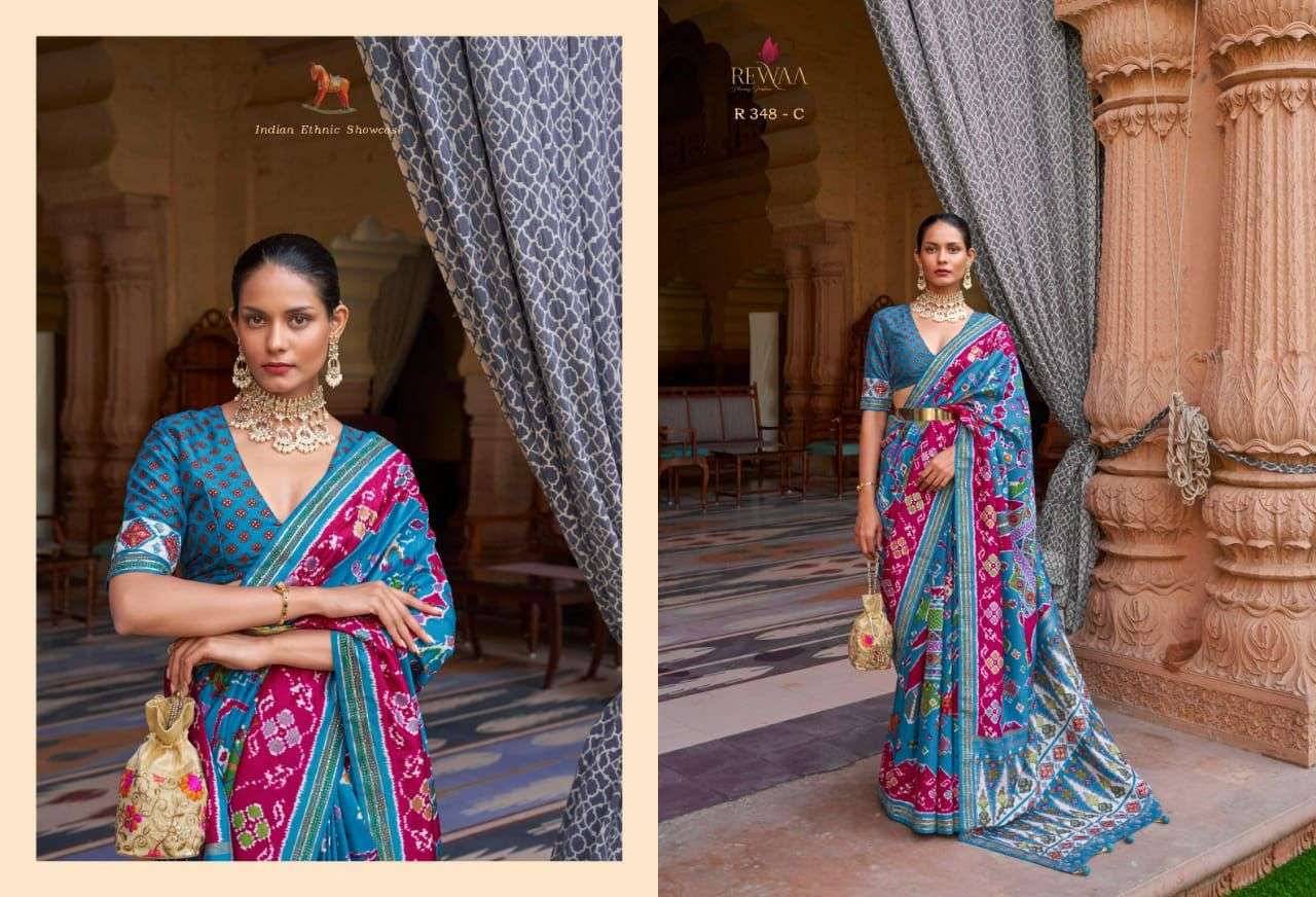 rewaa heritage 348 design patola with siroski work saree wholesale supply 