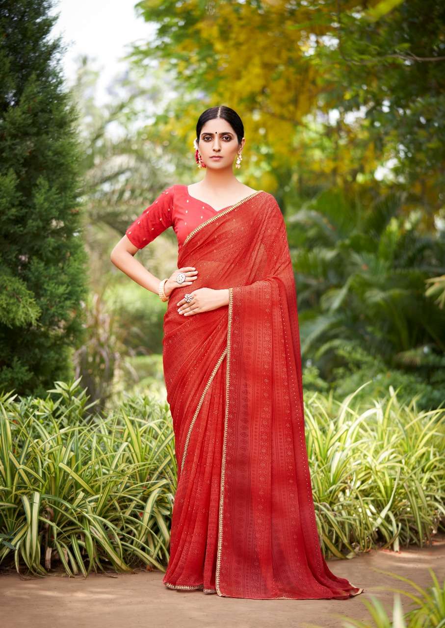 stavan emora pure georgette saree with embroidery border pattern 