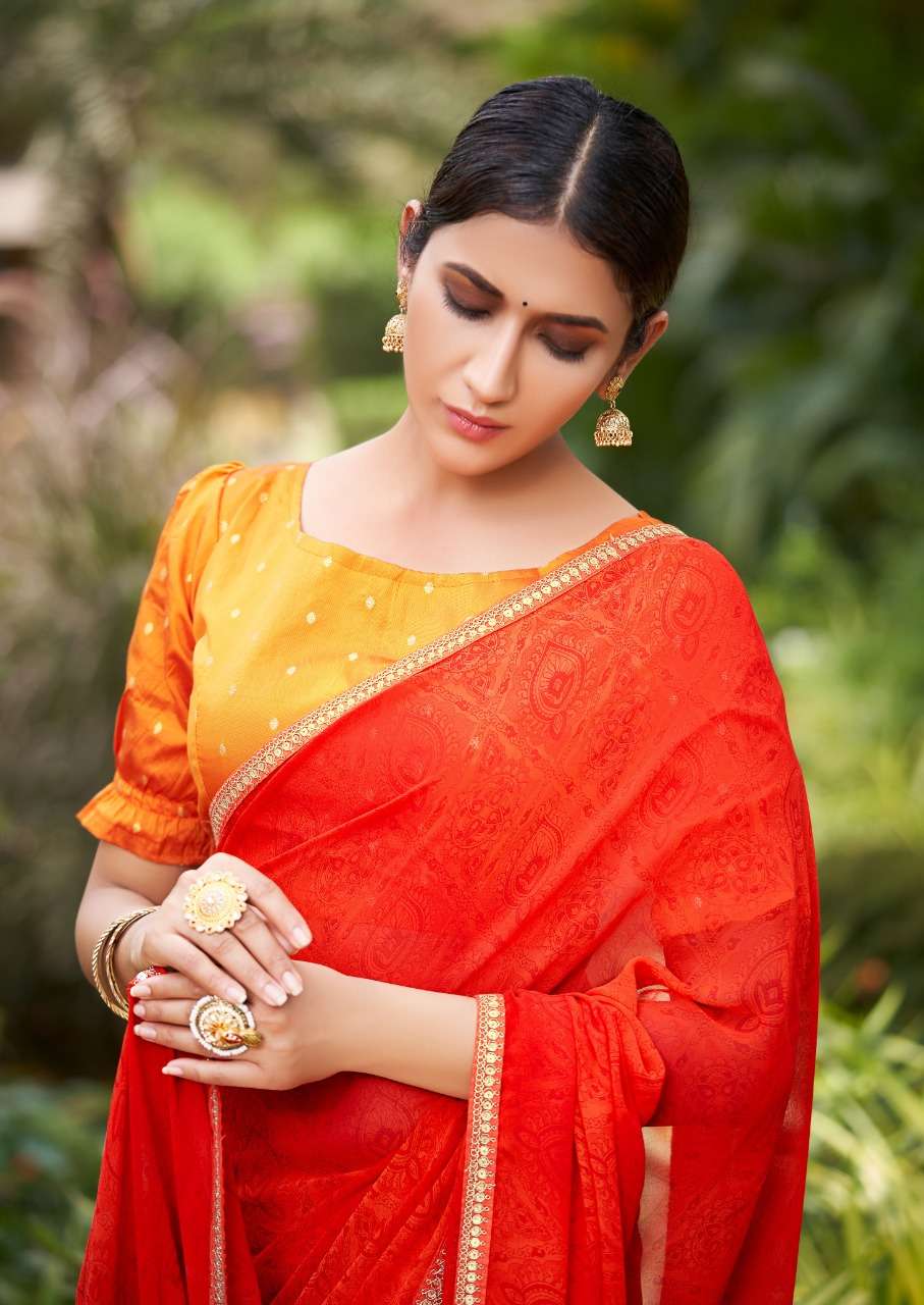 stavan emora pure georgette saree with embroidery border pattern 