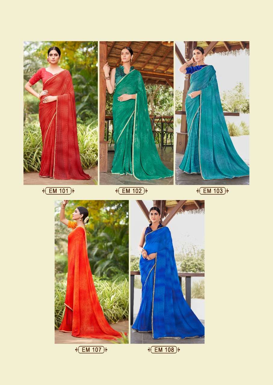 stavan emora pure georgette saree with embroidery border pattern 