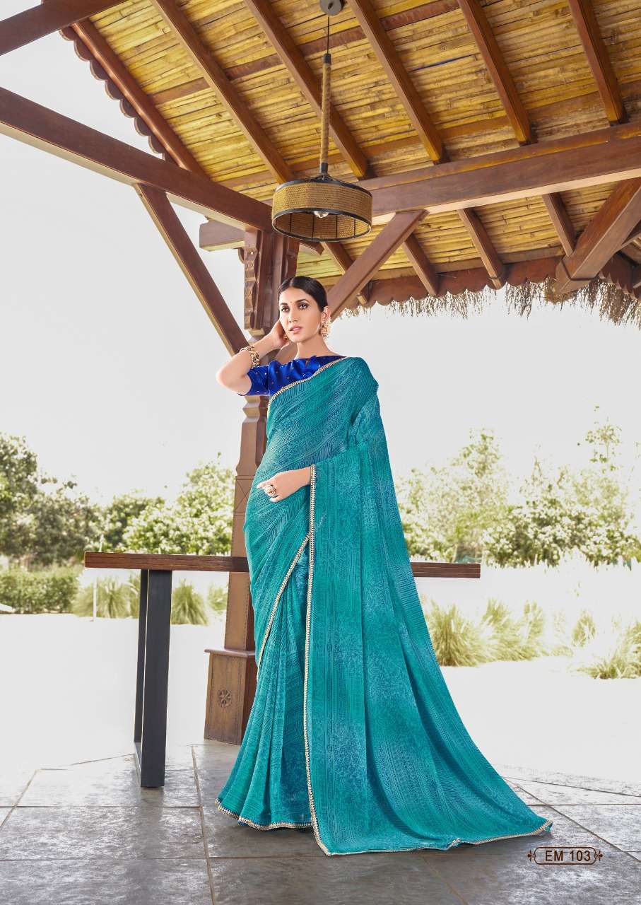 stavan emora pure georgette saree with embroidery border pattern 