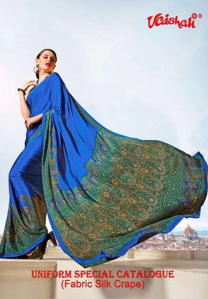 vaishali uniform special catalogue silk crape printed sarees
