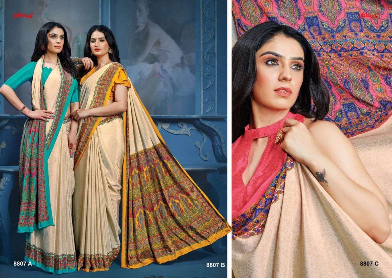 vaishali uniform special catalogue silk crape printed sarees