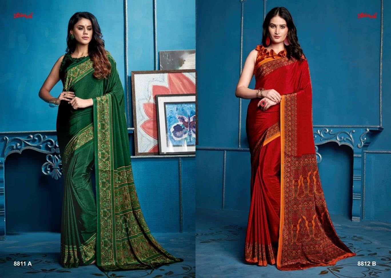 vaishali uniform special catalogue silk crape printed sarees