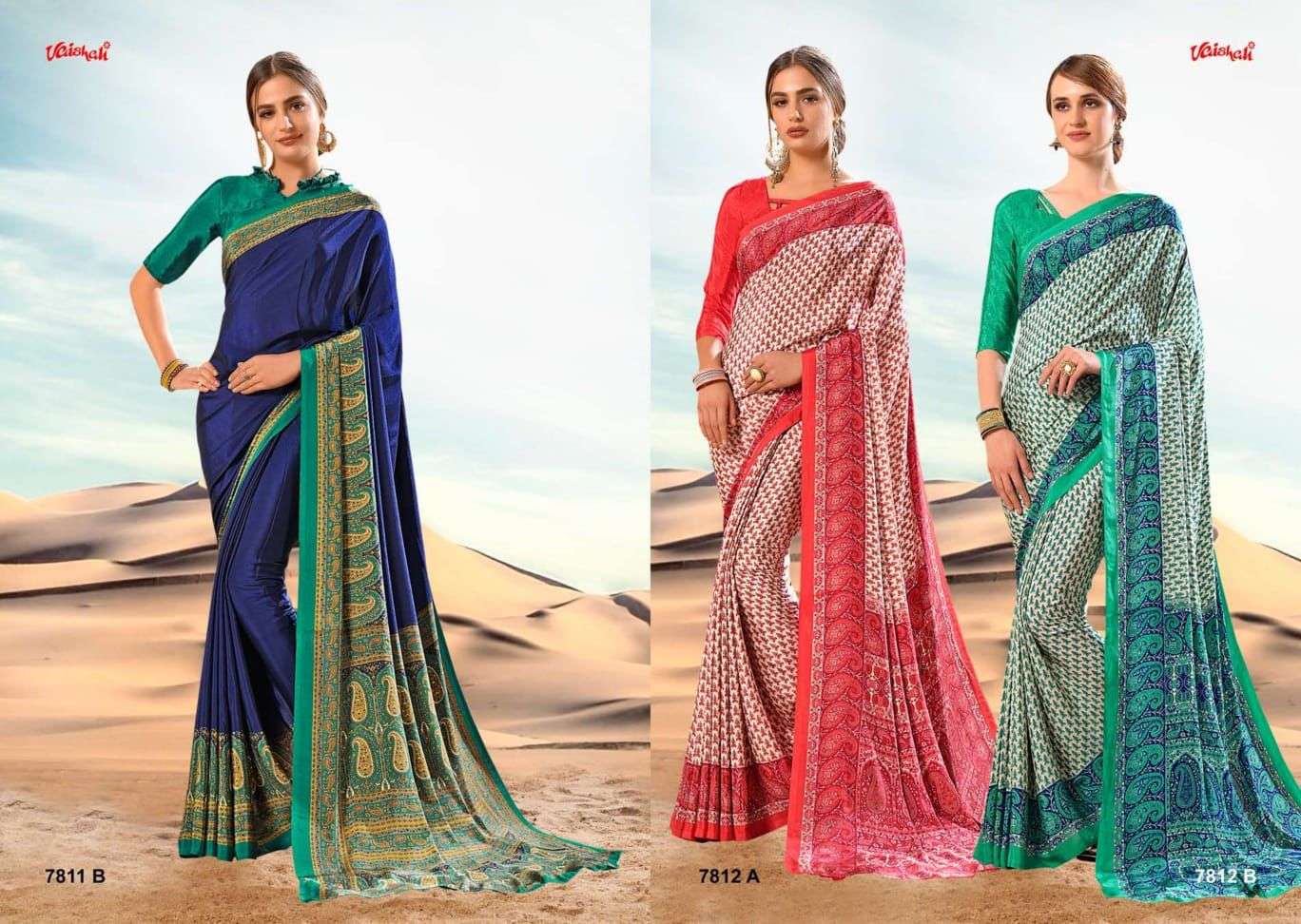 vaishali uniform special catalogue silk crape printed sarees