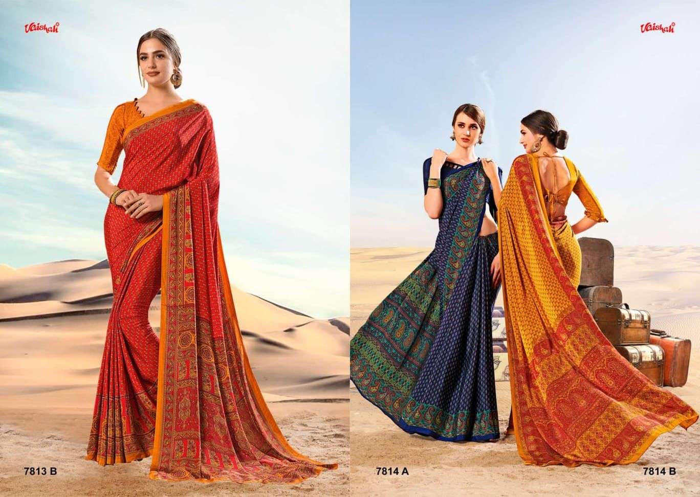 vaishali uniform special catalogue silk crape printed sarees
