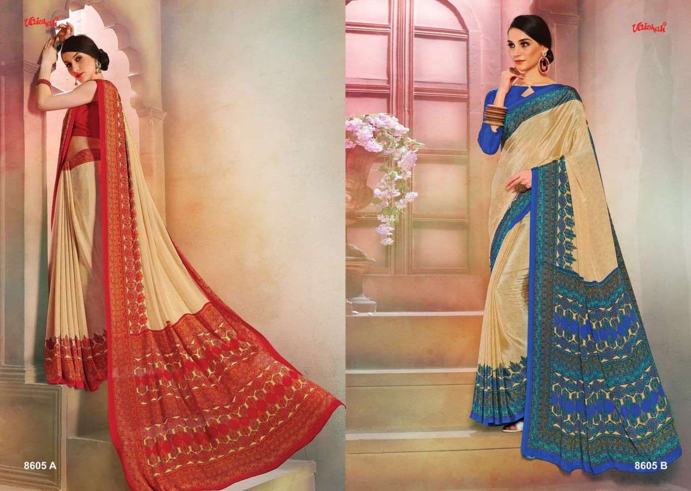 vaishali uniform special catalogue silk crape printed sarees