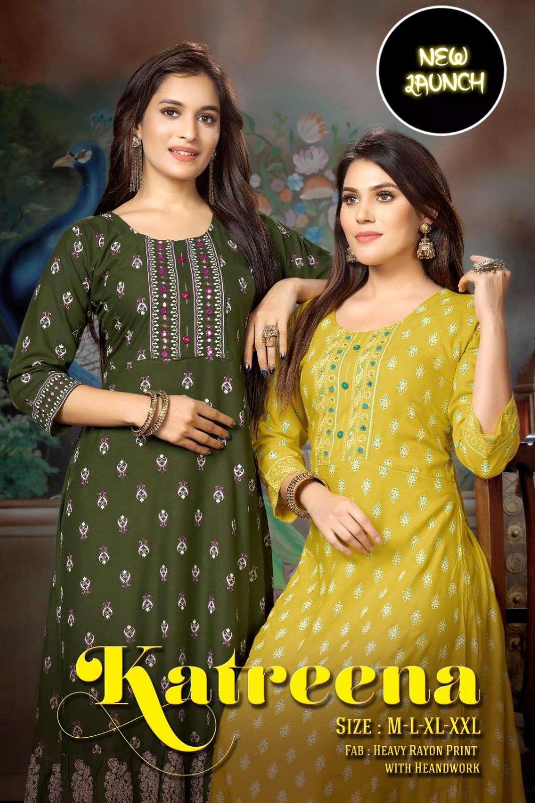 BEAUTY QUEEN KATREENA VOL.1 HEAVY RAYON PRINT WITH  HANDWORK KURTI CATALOG WHOLESALER BEST RATE AHMEDABAD SURAT CHENNAI INDIA MALAYSIA