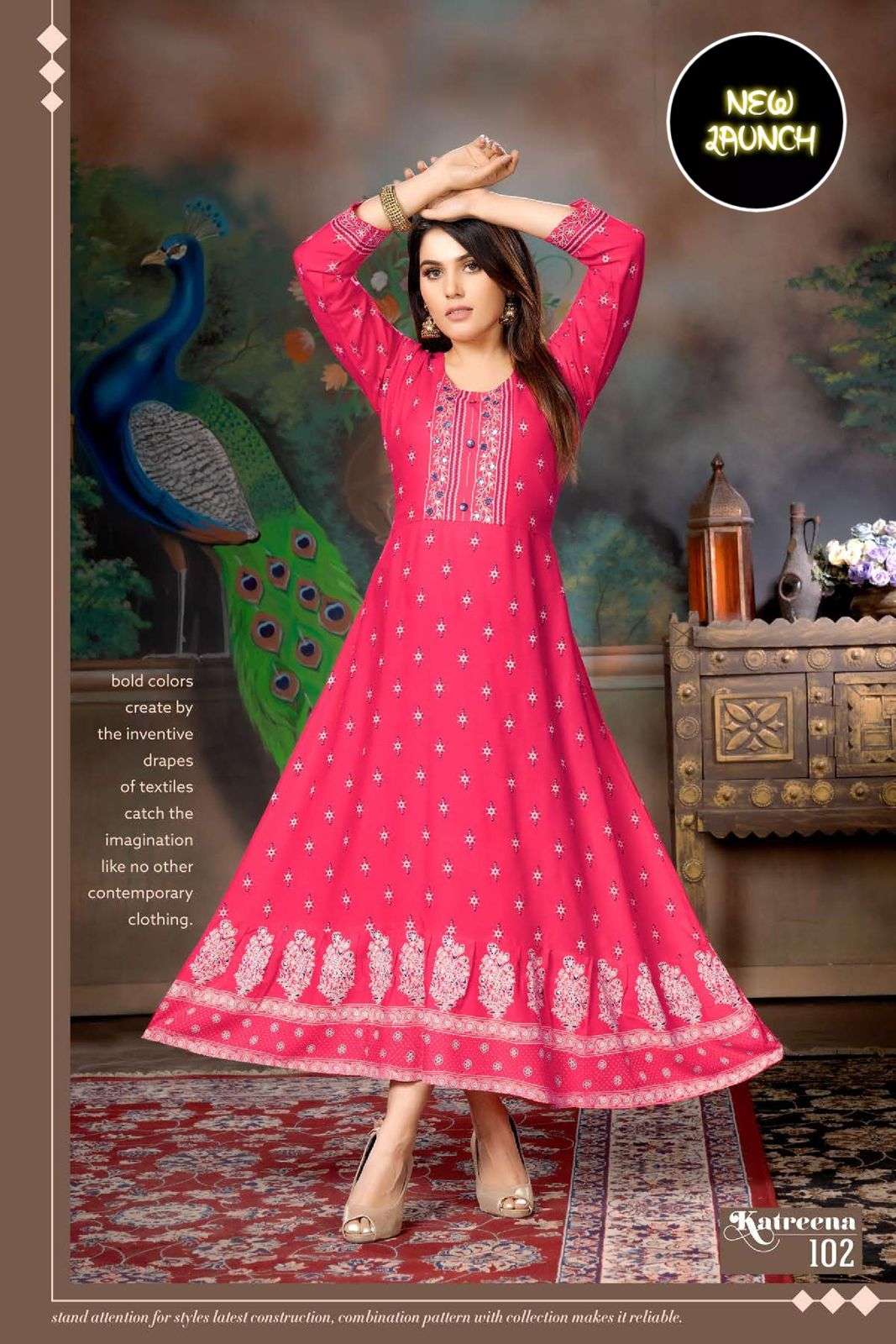 BEAUTY QUEEN KATREENA VOL.1 HEAVY RAYON PRINT WITH  HANDWORK KURTI CATALOG WHOLESALER BEST RATE AHMEDABAD SURAT CHENNAI INDIA MALAYSIA