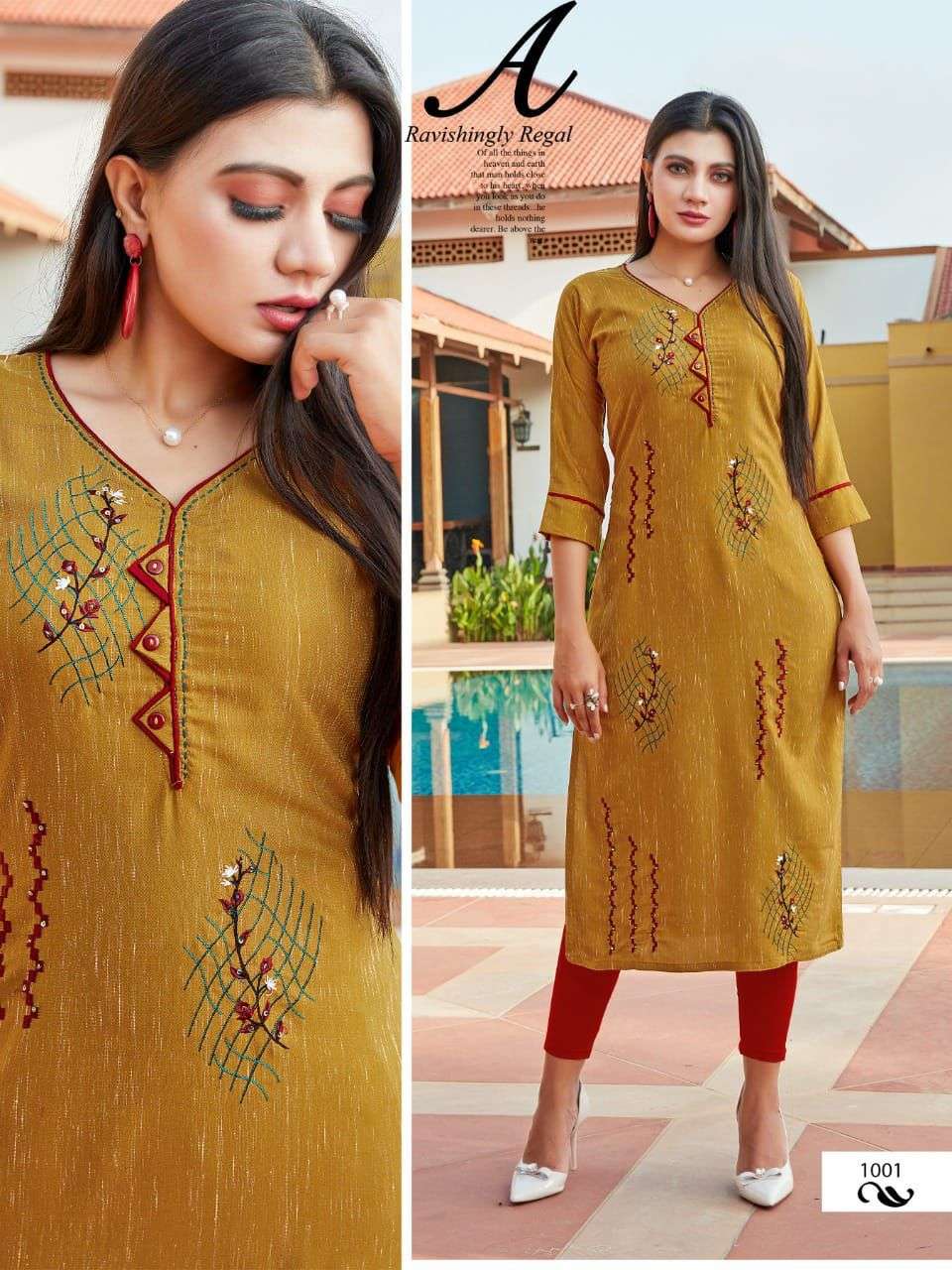 BEAUTY QUEEN SURI liva rayon white icon embroidery + katha work all sleeve different types KURT CATLOG WHOLESALER BEST RATE