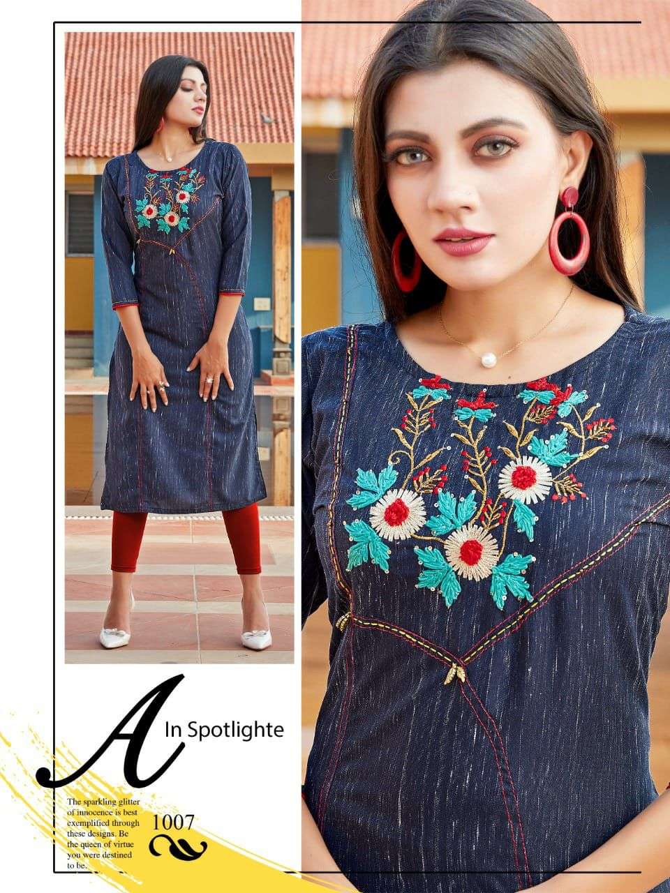 BEAUTY QUEEN SURI liva rayon white icon embroidery + katha work all sleeve different types KURT CATLOG WHOLESALER BEST RATE