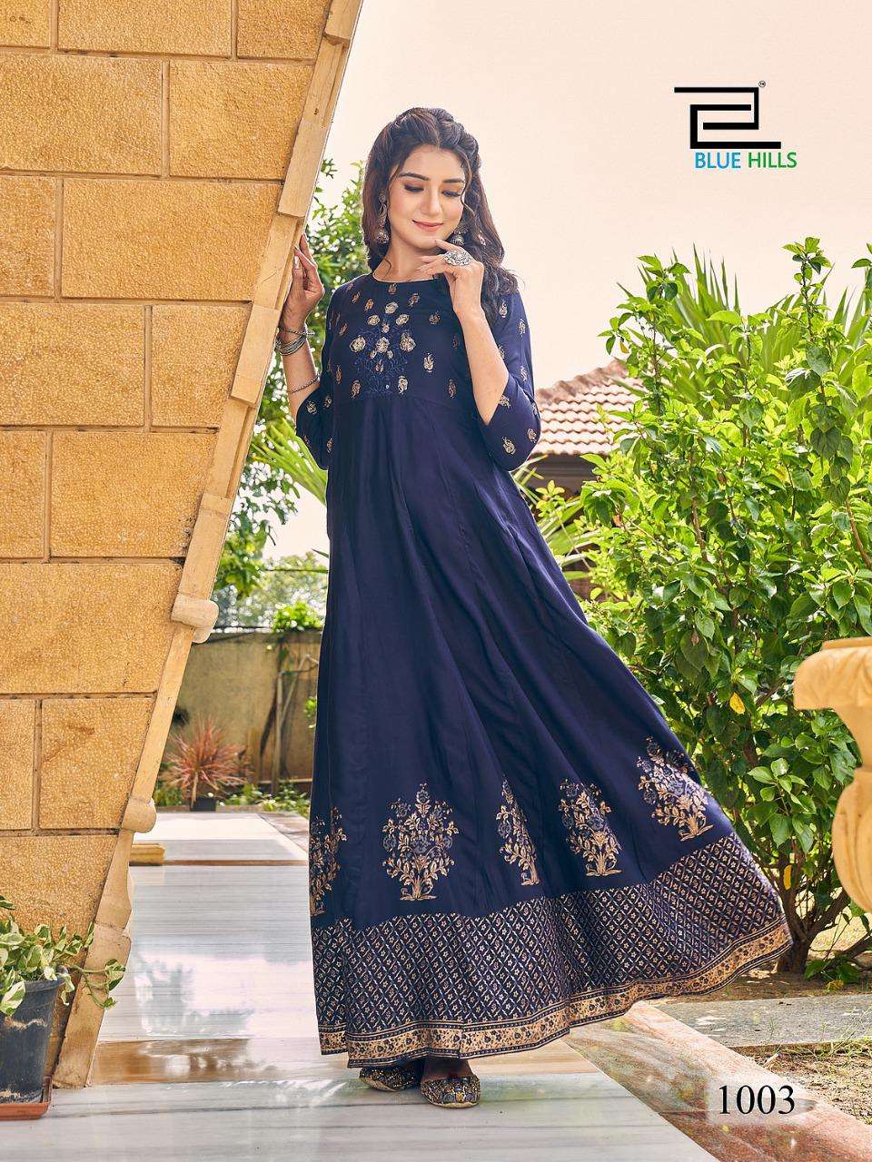 blue hills enagage anarkali gown with embroidery in plus size for women 