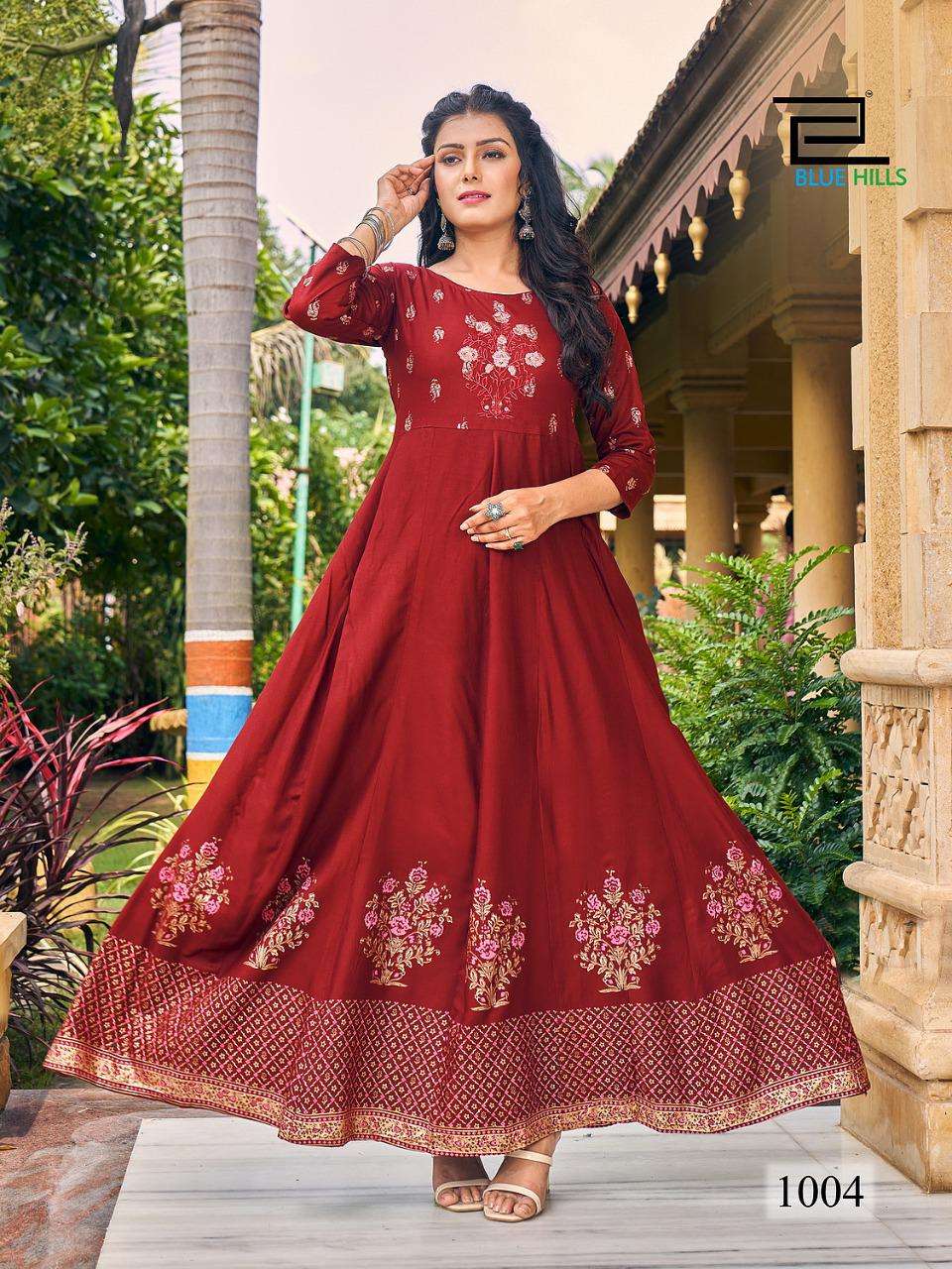 blue hills enagage anarkali gown with embroidery in plus size for women 