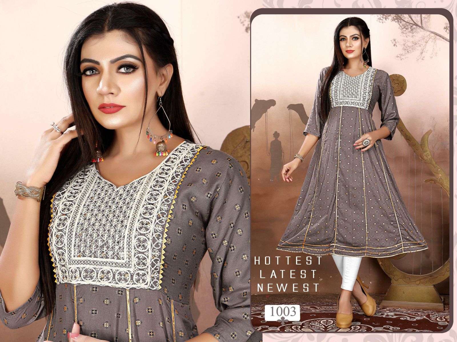 GOLDEN LUXURIA VOL.1 Heavy Rayon Sequence Work & Gold print Ghera Pattern KURTI CATALOG WHOLESALER BEST RATE