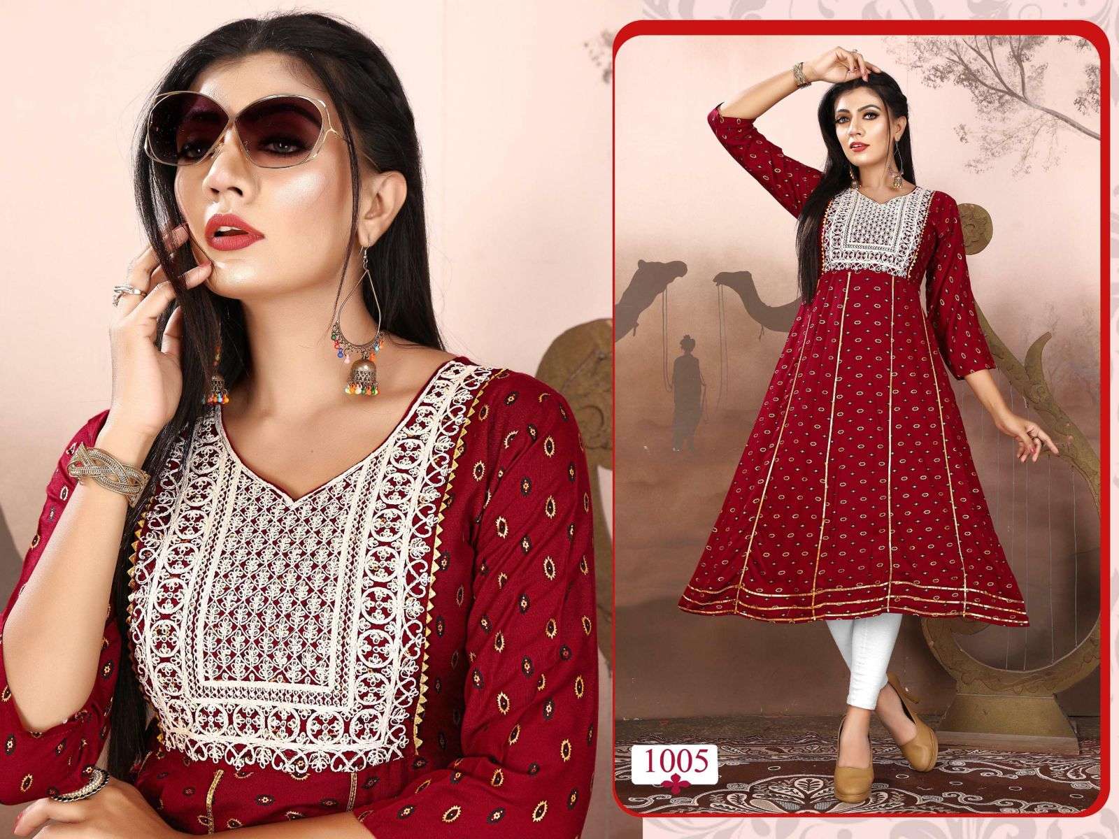 GOLDEN LUXURIA VOL.1 Heavy Rayon Sequence Work & Gold print Ghera Pattern KURTI CATALOG WHOLESALER BEST RATE