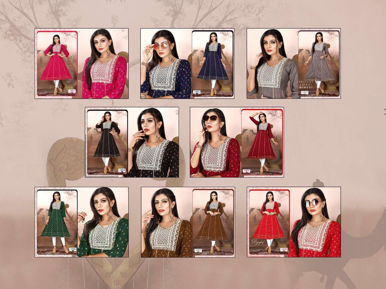 GOLDEN LUXURIA VOL.1 Heavy Rayon Sequence Work & Gold print Ghera Pattern KURTI CATALOG WHOLESALER BEST RATE