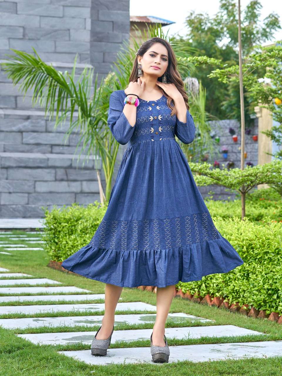 gulistan by rung rayon work designer gown kurtis
