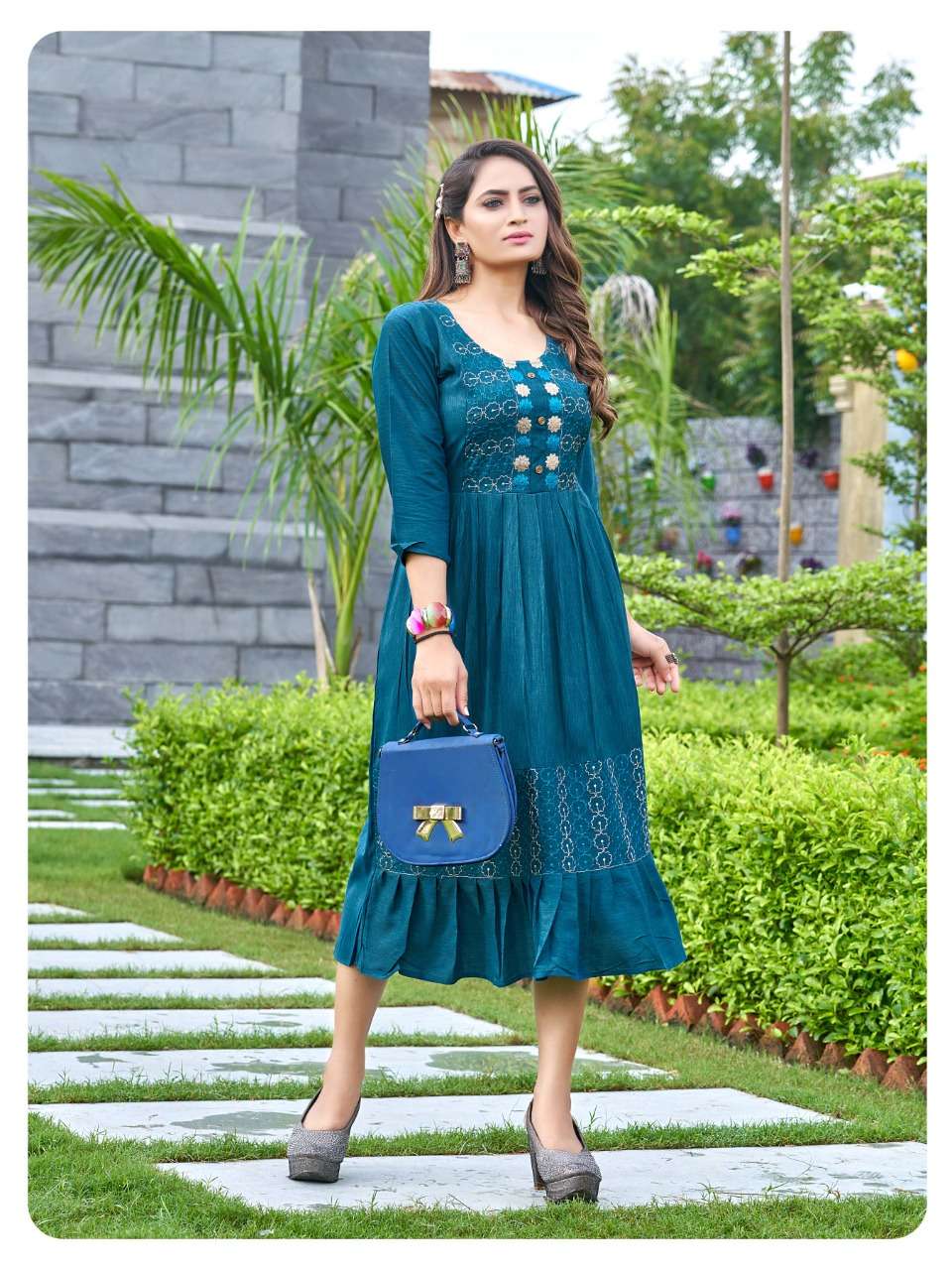 gulistan by rung rayon work designer gown kurtis