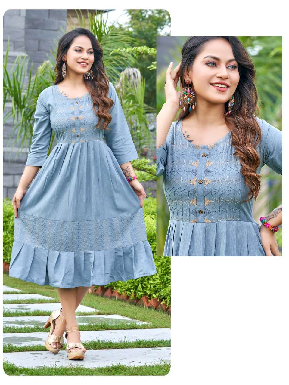gulistan by rung rayon work designer gown kurtis