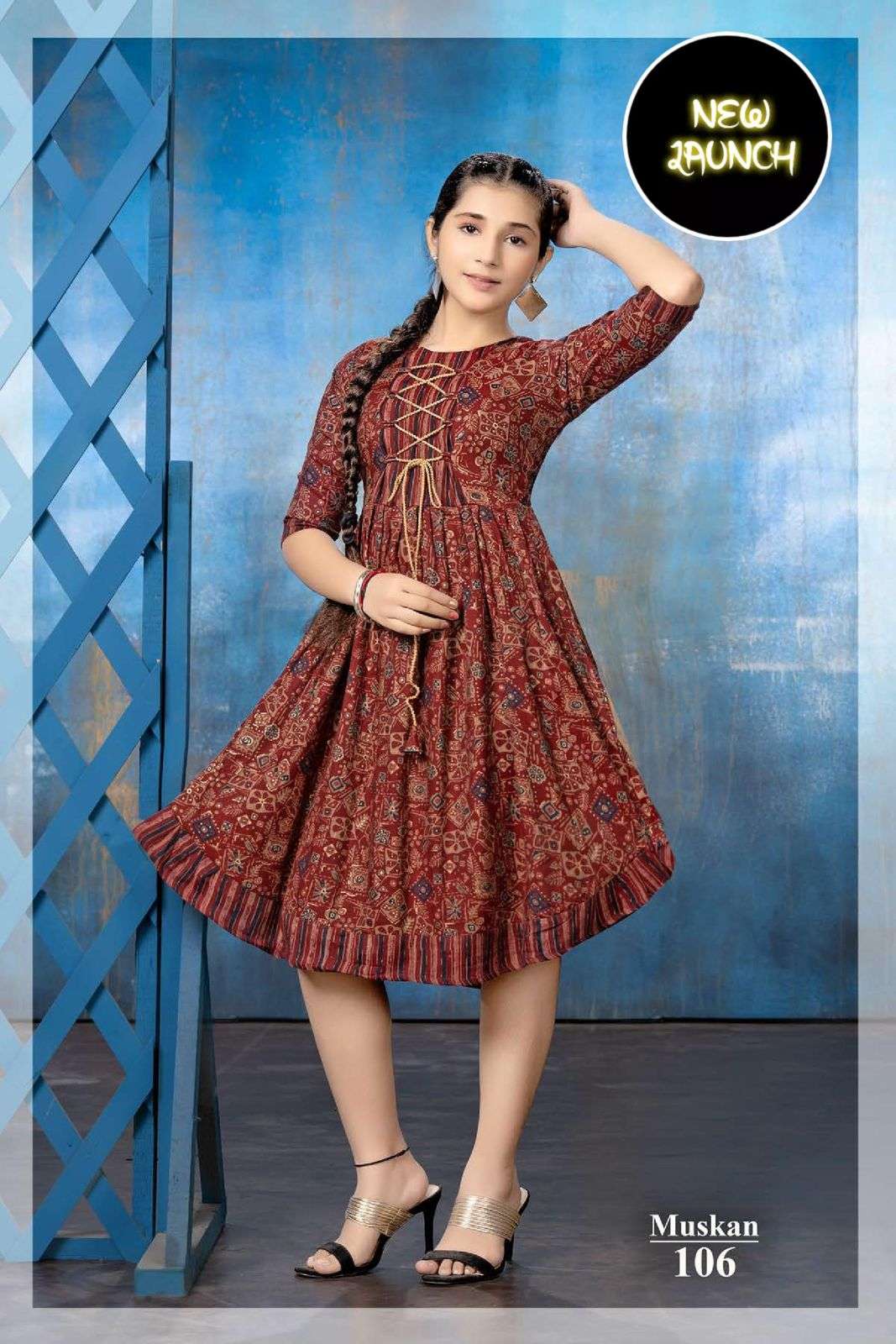 KIDS MUSKAN VOL.1 HEAVY CAPSULE RAYON PRINT WITH  DORRI PATTREN CHILDREN KURTI CATALOG WHOLESALER BEST RATE