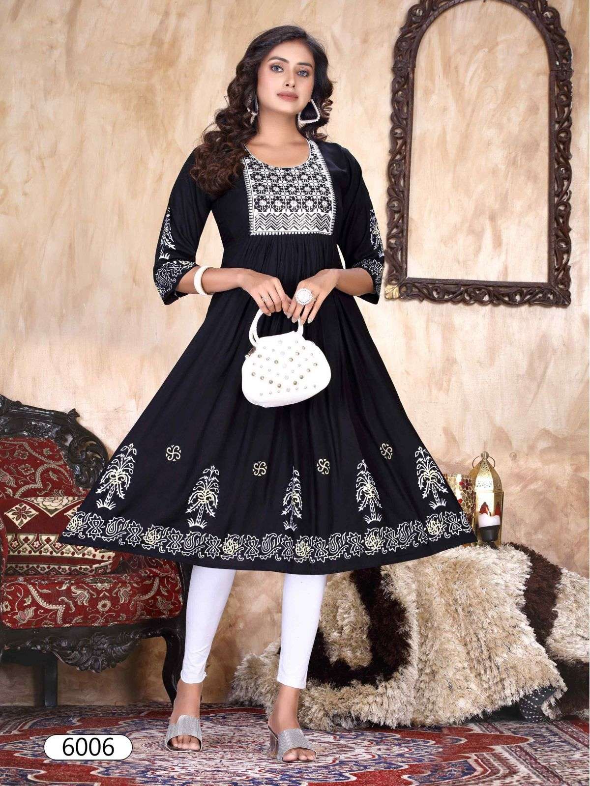 NEW ELLEN VOL.1 Heavy Rayon Sequence Work & Scree Prent Ghera Pattern KURTI CATALOG WHOLESALER BEST RATE