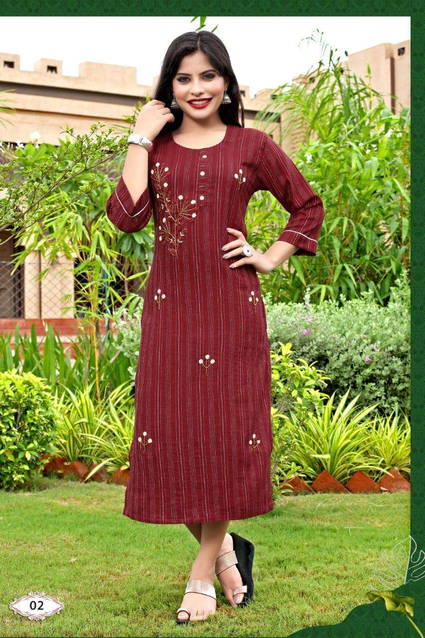 NEW RIYAA ALISHA RAYON LINING  KHATLA WORK ( HAND WORK ) KURTI CATALOG WHOLESALER BEST RATE