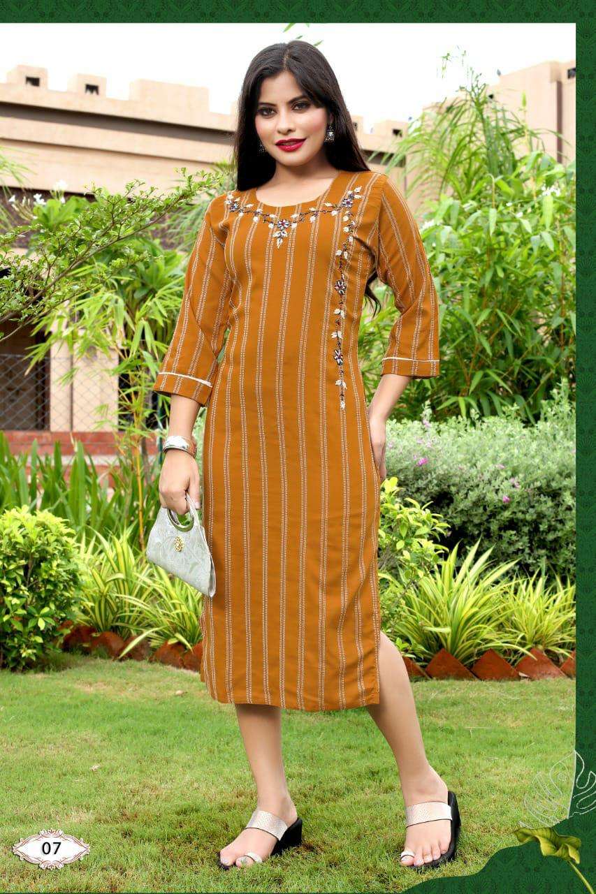 NEW RIYAA ALISHA RAYON LINING  KHATLA WORK ( HAND WORK ) KURTI CATALOG WHOLESALER BEST RATE