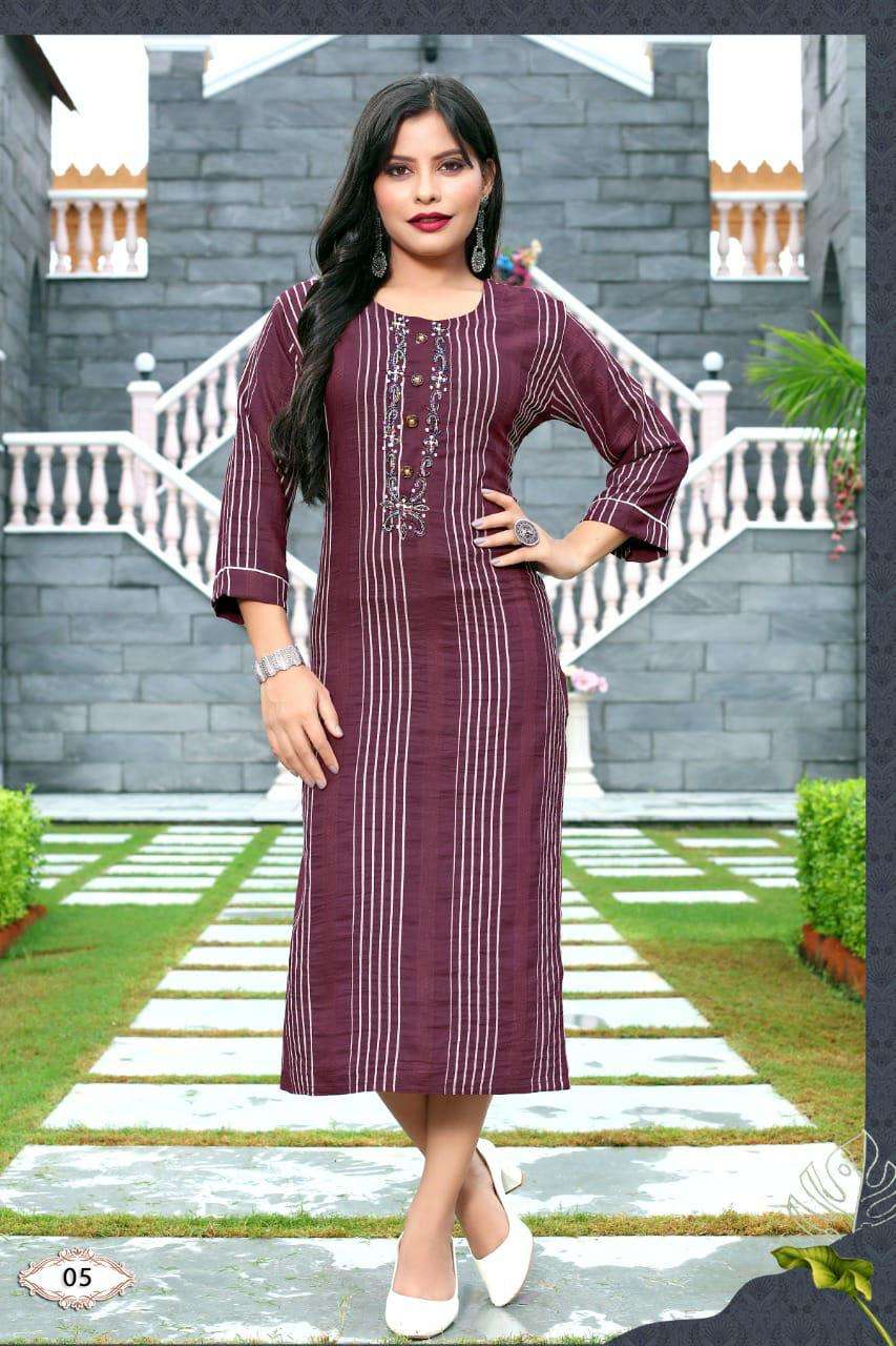 NEW RIYAA ALISHA RAYON LINING  KHATLA WORK ( HAND WORK ) KURTI CATALOG WHOLESALER BEST RATE