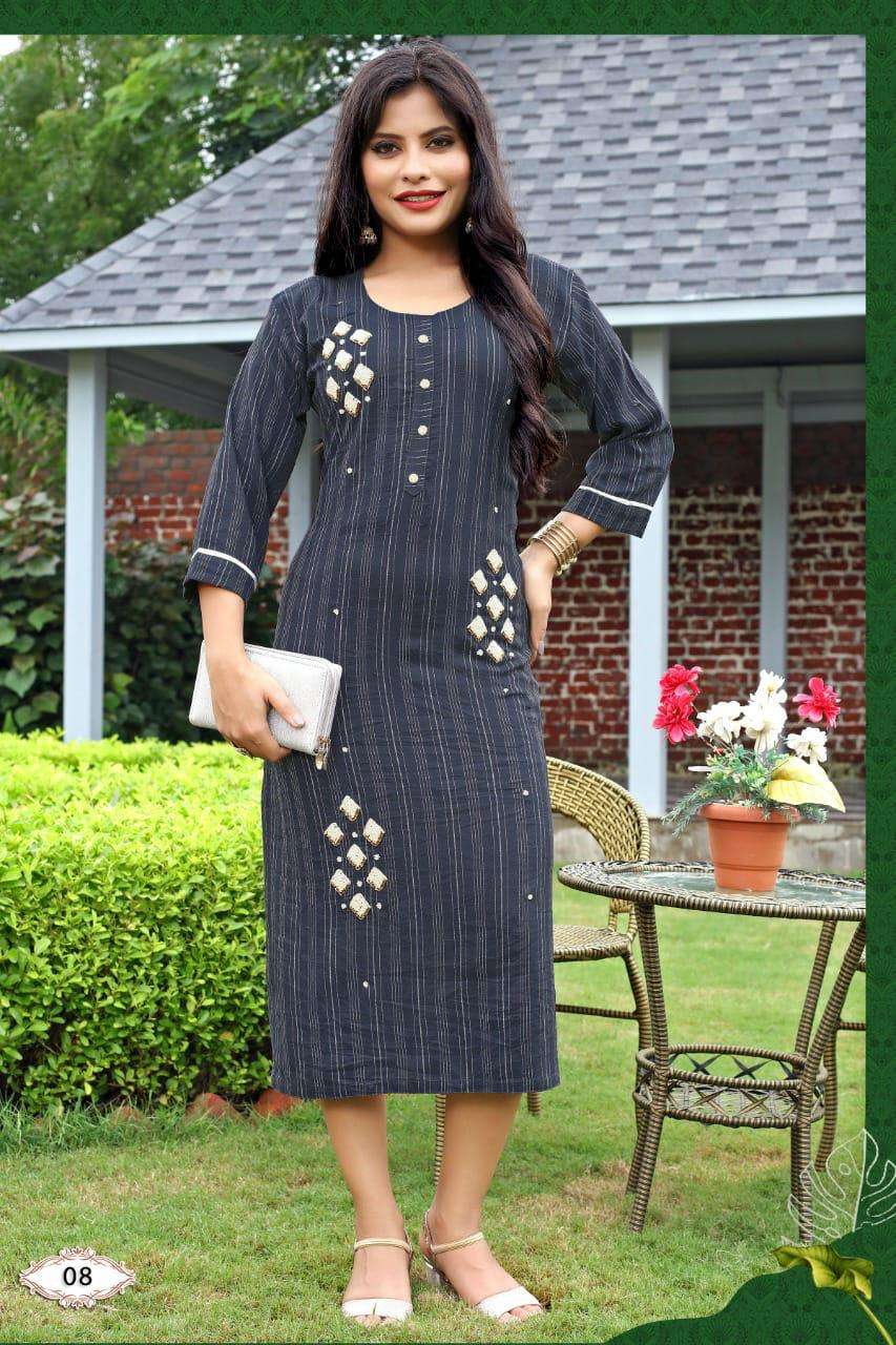 NEW RIYAA ALISHA RAYON LINING  KHATLA WORK ( HAND WORK ) KURTI CATALOG WHOLESALER BEST RATE