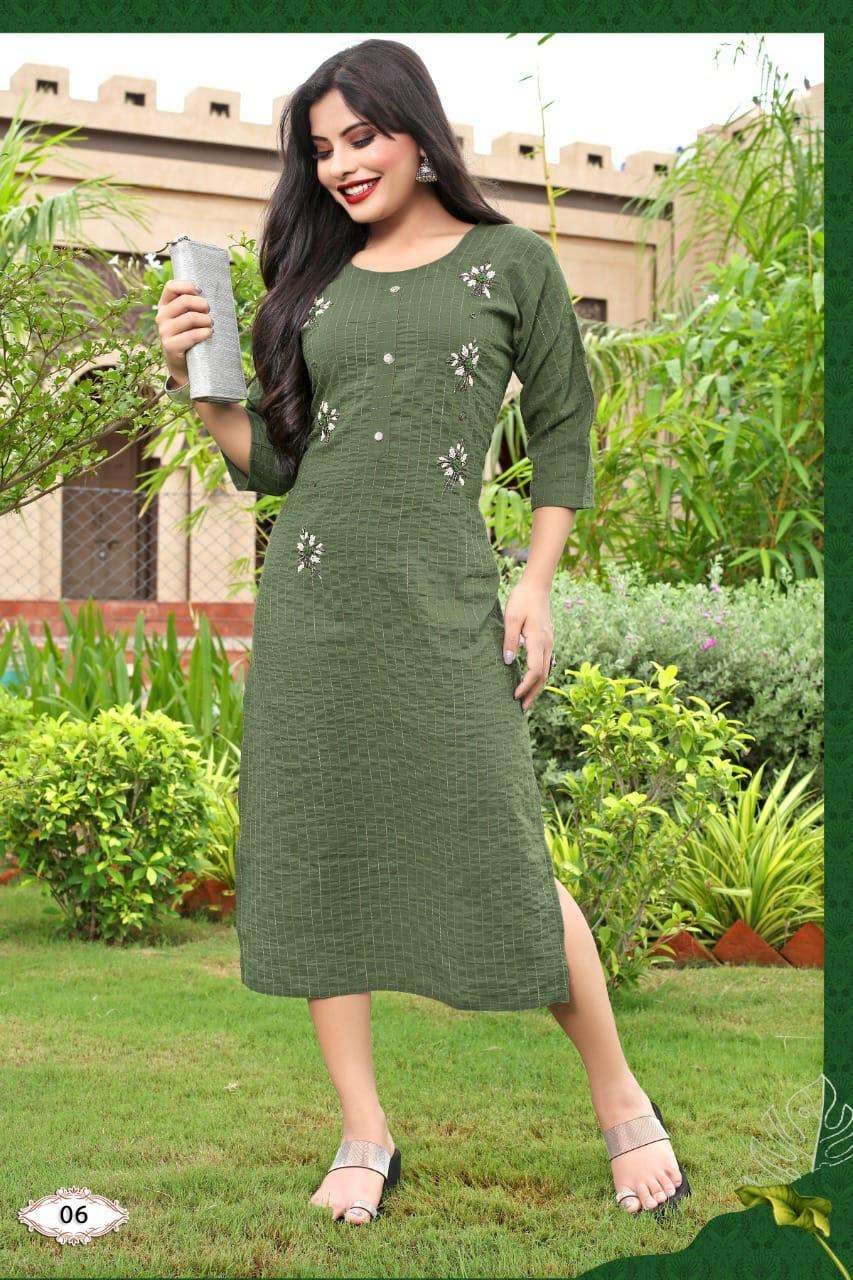 NEW RIYAA ALISHA RAYON LINING  KHATLA WORK ( HAND WORK ) KURTI CATALOG WHOLESALER BEST RATE