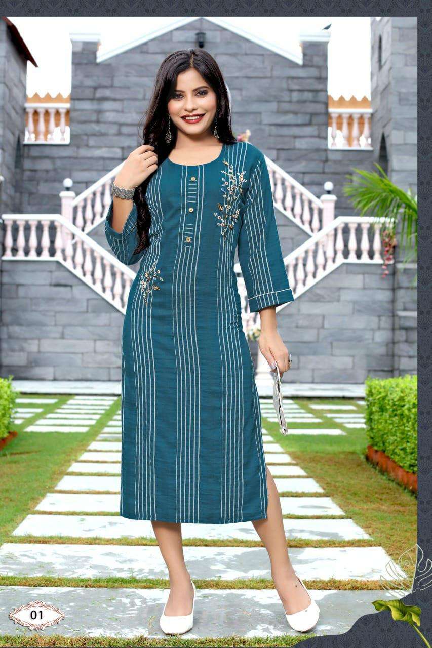 NEW RIYAA ALISHA RAYON LINING  KHATLA WORK ( HAND WORK ) KURTI CATALOG WHOLESALER BEST RATE