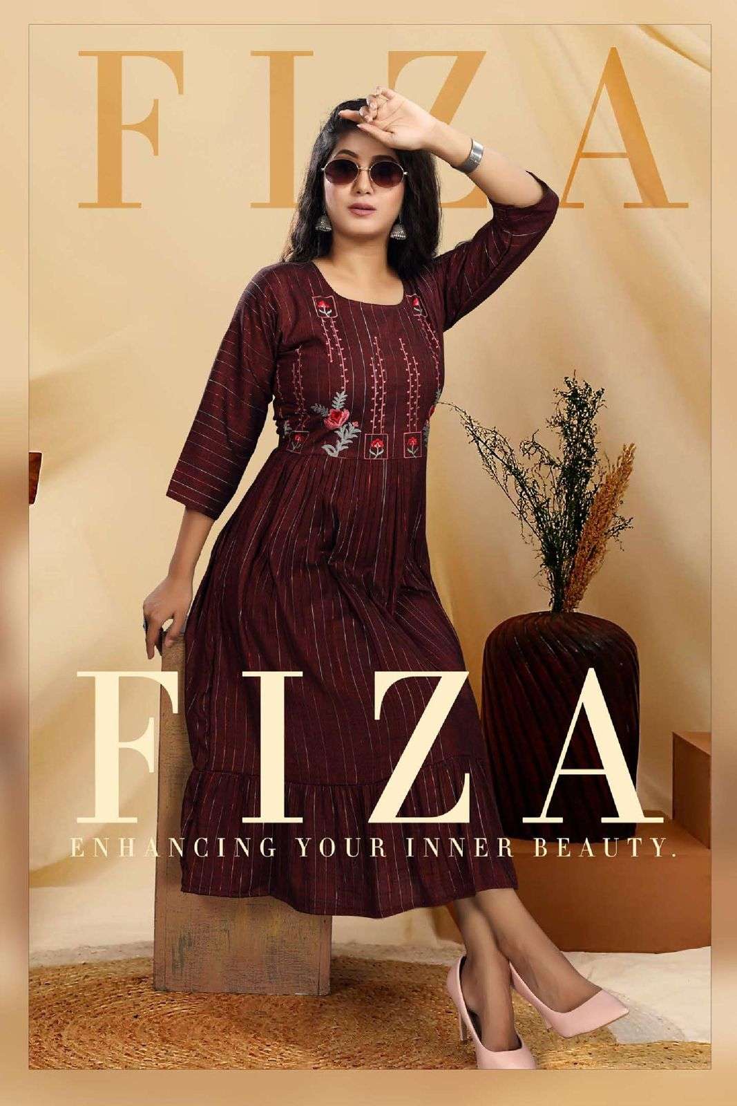 NEW RIYAA FIZAA VOL.1 HEAVY LUREX RAYON EMBROIDERY WORK & FROCK STYLE KURTI CATALOG WHOLESALER BEST RATE