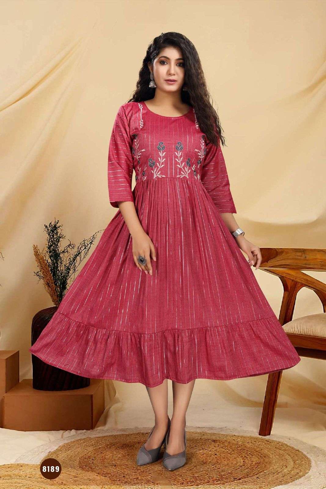 NEW RIYAA FIZAA VOL.1 HEAVY LUREX RAYON EMBROIDERY WORK & FROCK STYLE KURTI CATALOG WHOLESALER BEST RATE