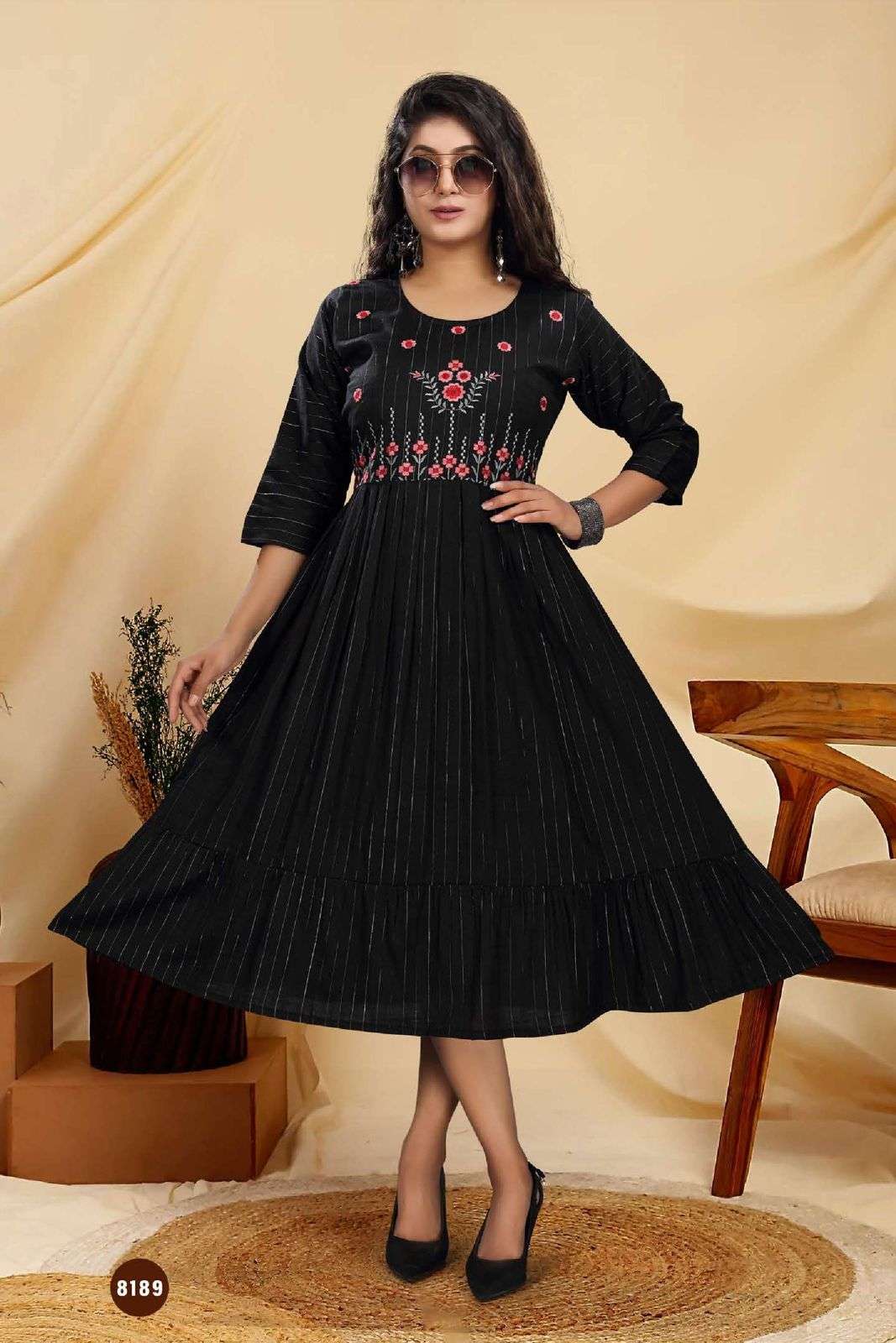 NEW RIYAA FIZAA VOL.1 HEAVY LUREX RAYON EMBROIDERY WORK & FROCK STYLE KURTI CATALOG WHOLESALER BEST RATE