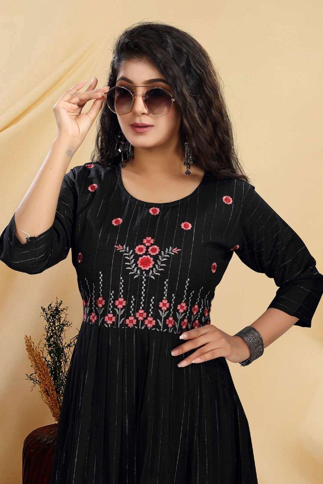 NEW RIYAA FIZAA VOL.1 HEAVY LUREX RAYON EMBROIDERY WORK & FROCK STYLE KURTI CATALOG WHOLESALER BEST RATE