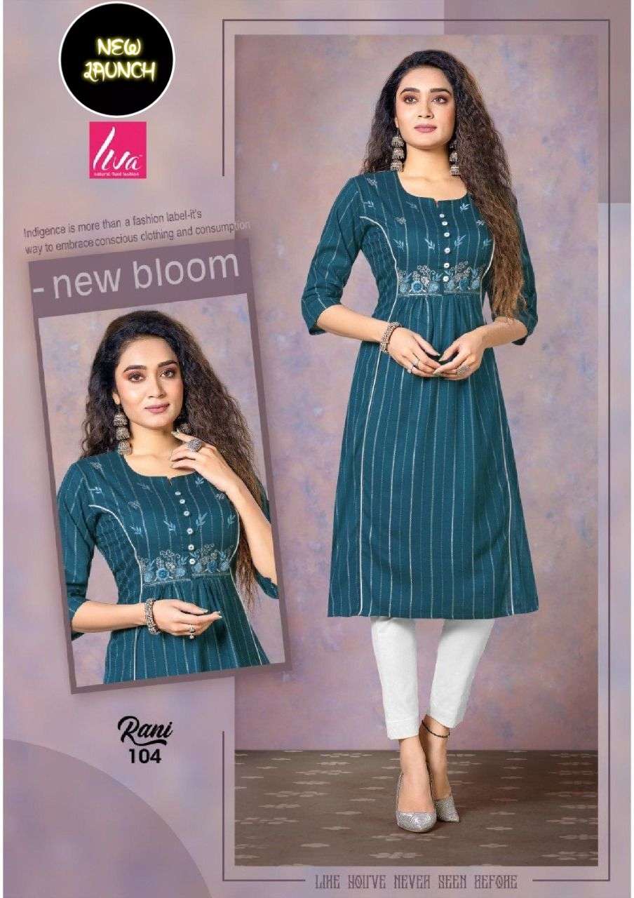NEW RIYAA RANI FANCY RAYON WITH HANDWORK WORK KURTI CATALOG WHOLESALER BEST RATE