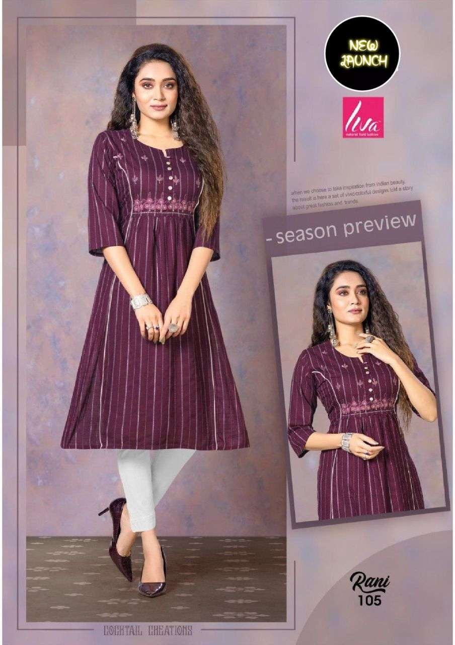 NEW RIYAA RANI FANCY RAYON WITH HANDWORK WORK KURTI CATALOG WHOLESALER BEST RATE