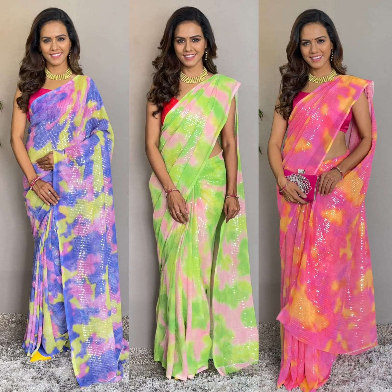 pr 3234 design multy colors effect sequience saree 