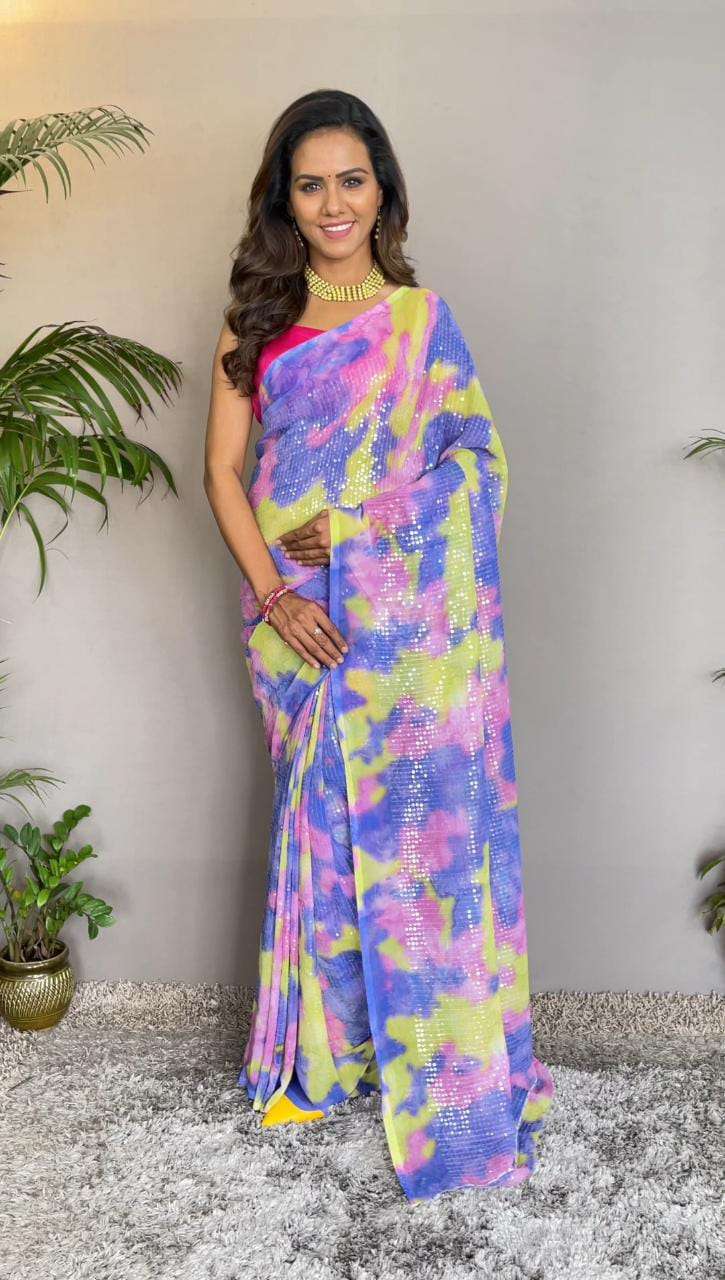 pr 3234 design multy colors effect sequience saree 