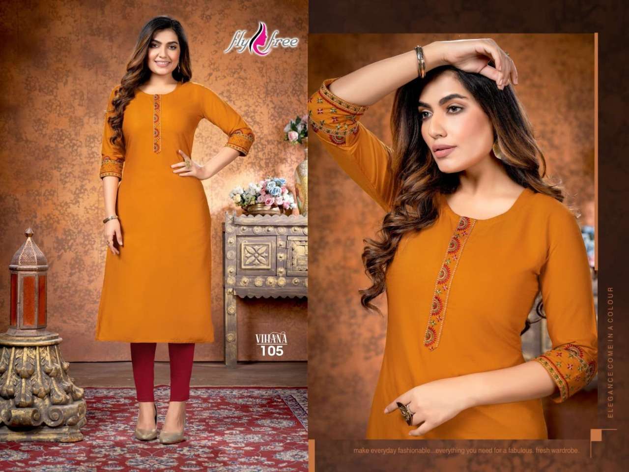 VIHANA RAYON SLUB WITH WORK KURTI CATALOG WHOLESALER BEST RATE