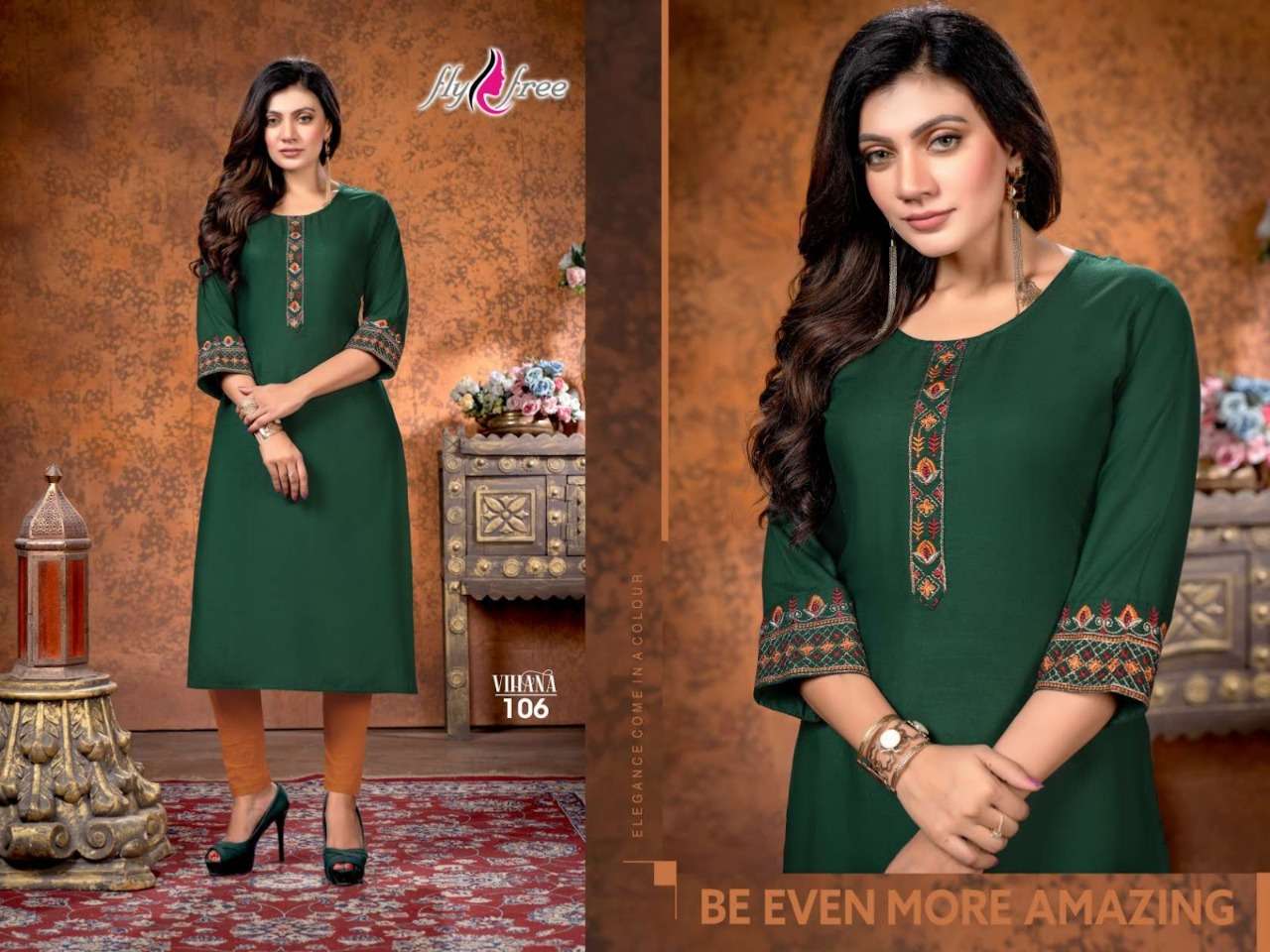VIHANA RAYON SLUB WITH WORK KURTI CATALOG WHOLESALER BEST RATE