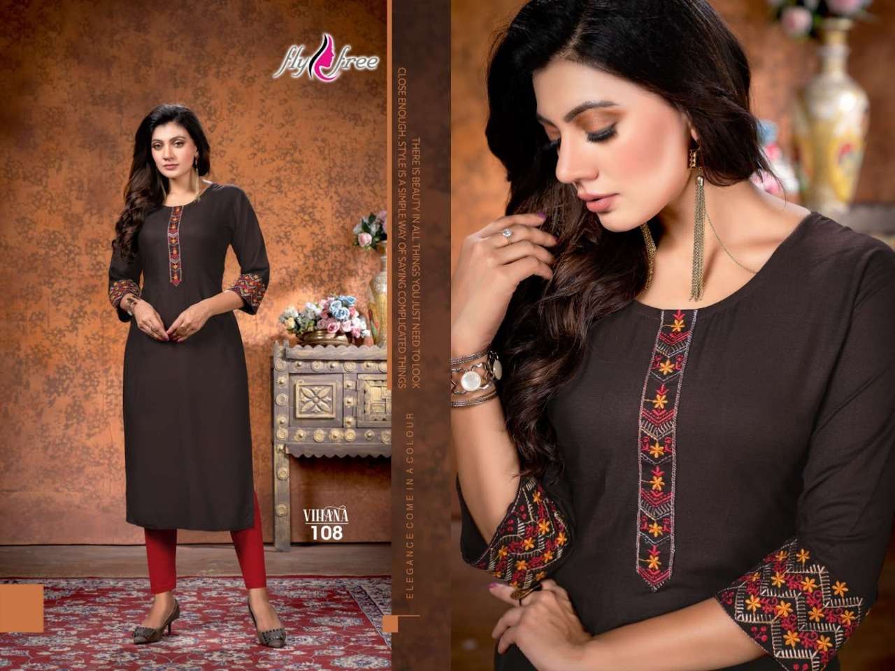 VIHANA RAYON SLUB WITH WORK KURTI CATALOG WHOLESALER BEST RATE