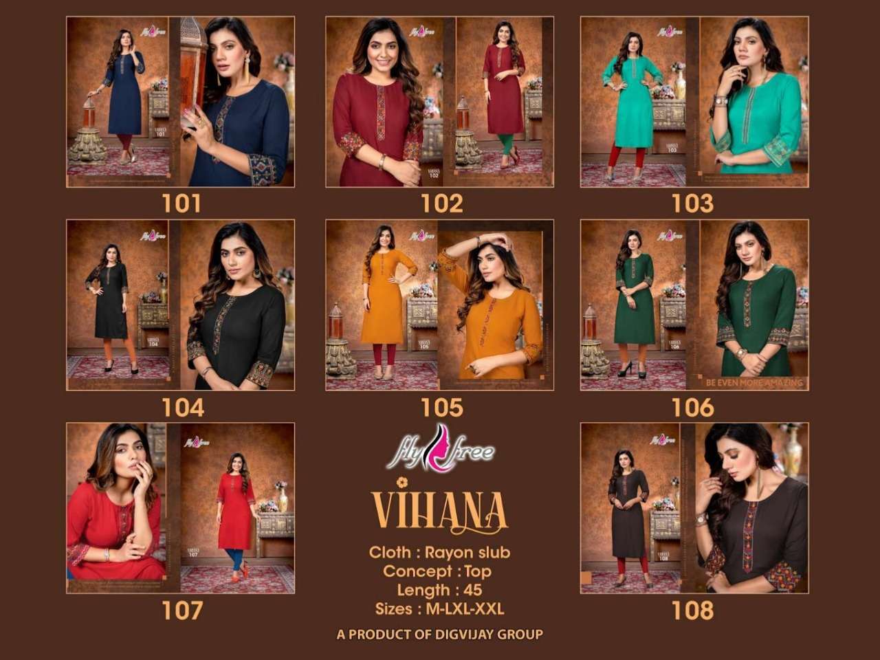 VIHANA RAYON SLUB WITH WORK KURTI CATALOG WHOLESALER BEST RATE