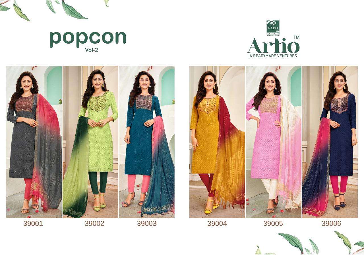 artio popcorn vol 2 by kapil trends surat readymade top bottom dupatta set 