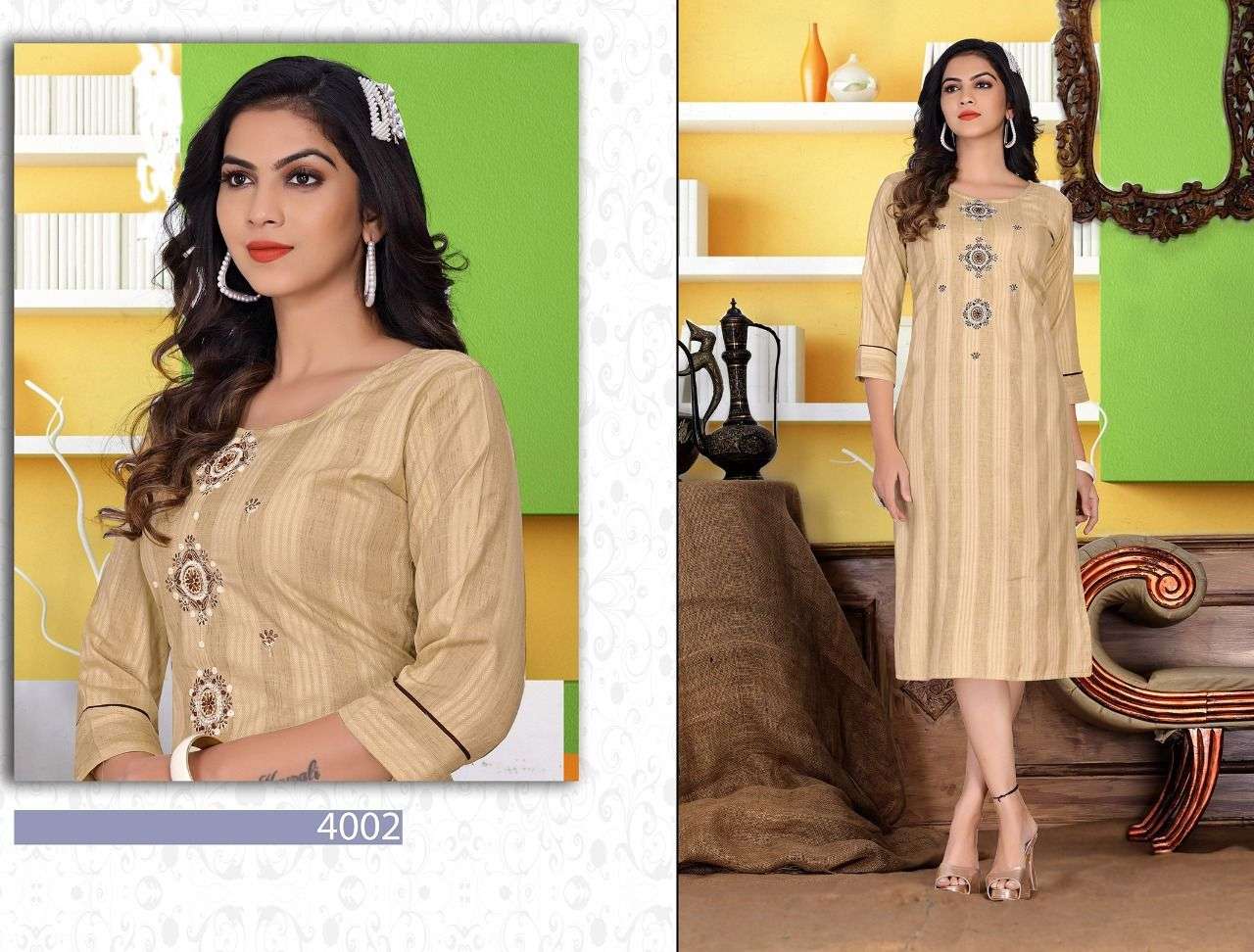 BEAUTY HEART BEAT 17 Kg Heavy Bombay Unique Embosse Rayon mbroidered With Hand Embroidered Work KURTI CATALOG WHOLESALER BEST RATE