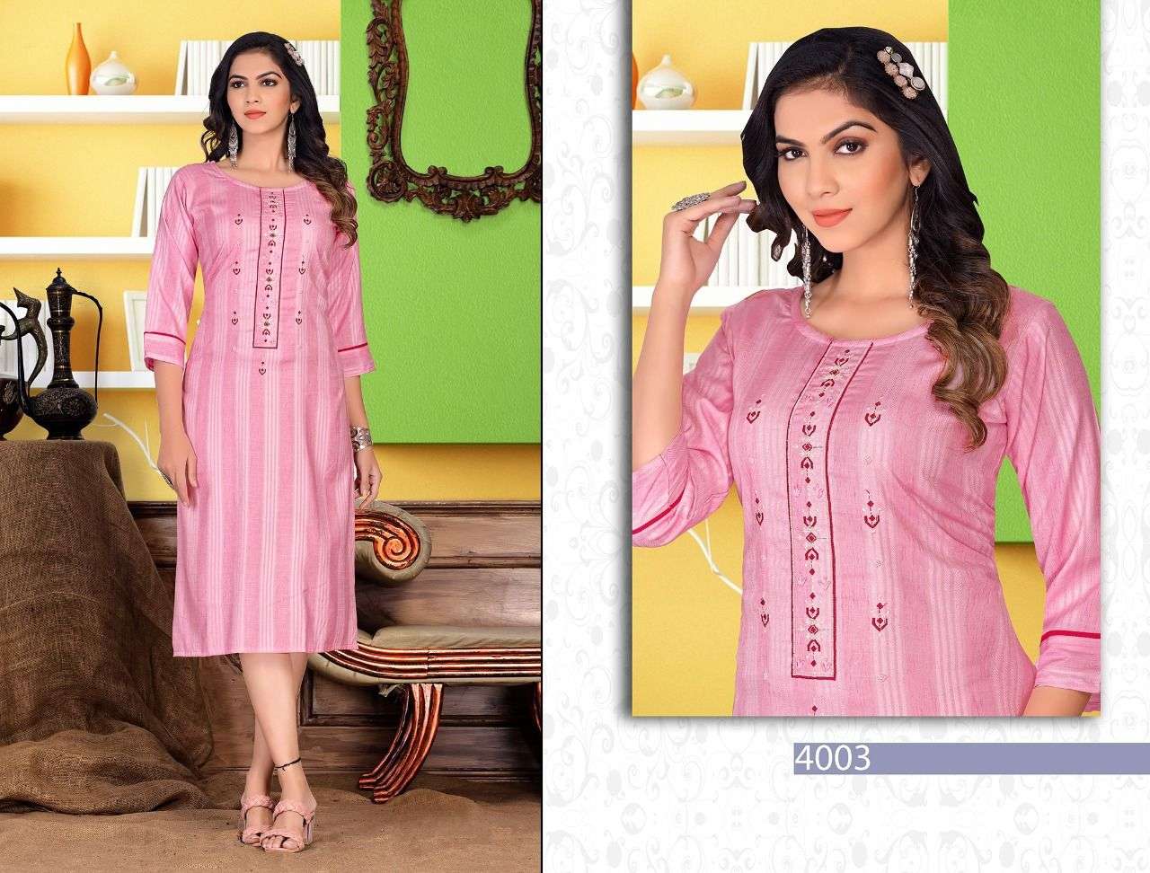 BEAUTY HEART BEAT 17 Kg Heavy Bombay Unique Embosse Rayon mbroidered With Hand Embroidered Work KURTI CATALOG WHOLESALER BEST RATE