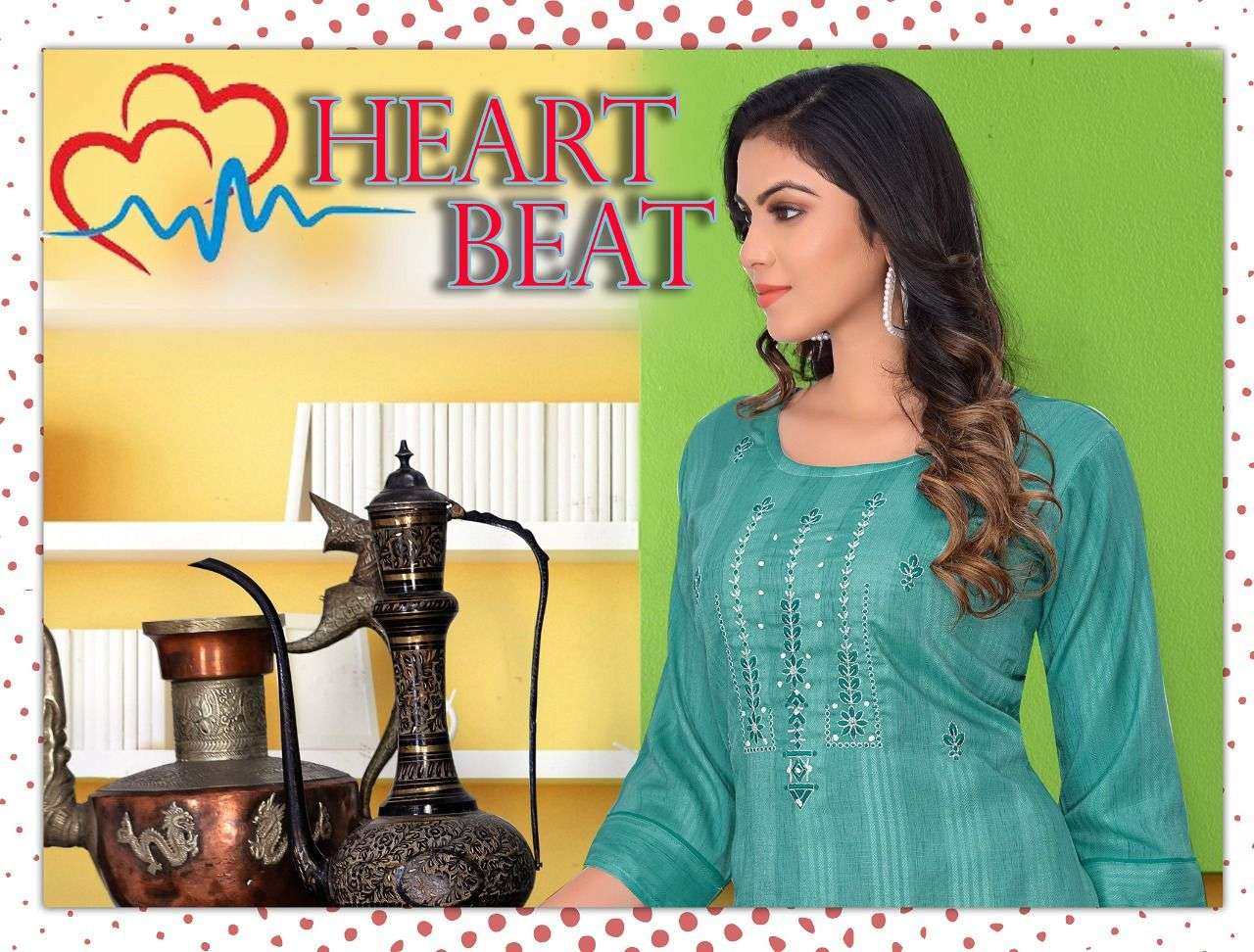 BEAUTY HEART BEAT 17 Kg Heavy Bombay Unique Embosse Rayon mbroidered With Hand Embroidered Work KURTI CATALOG WHOLESALER BEST RATE