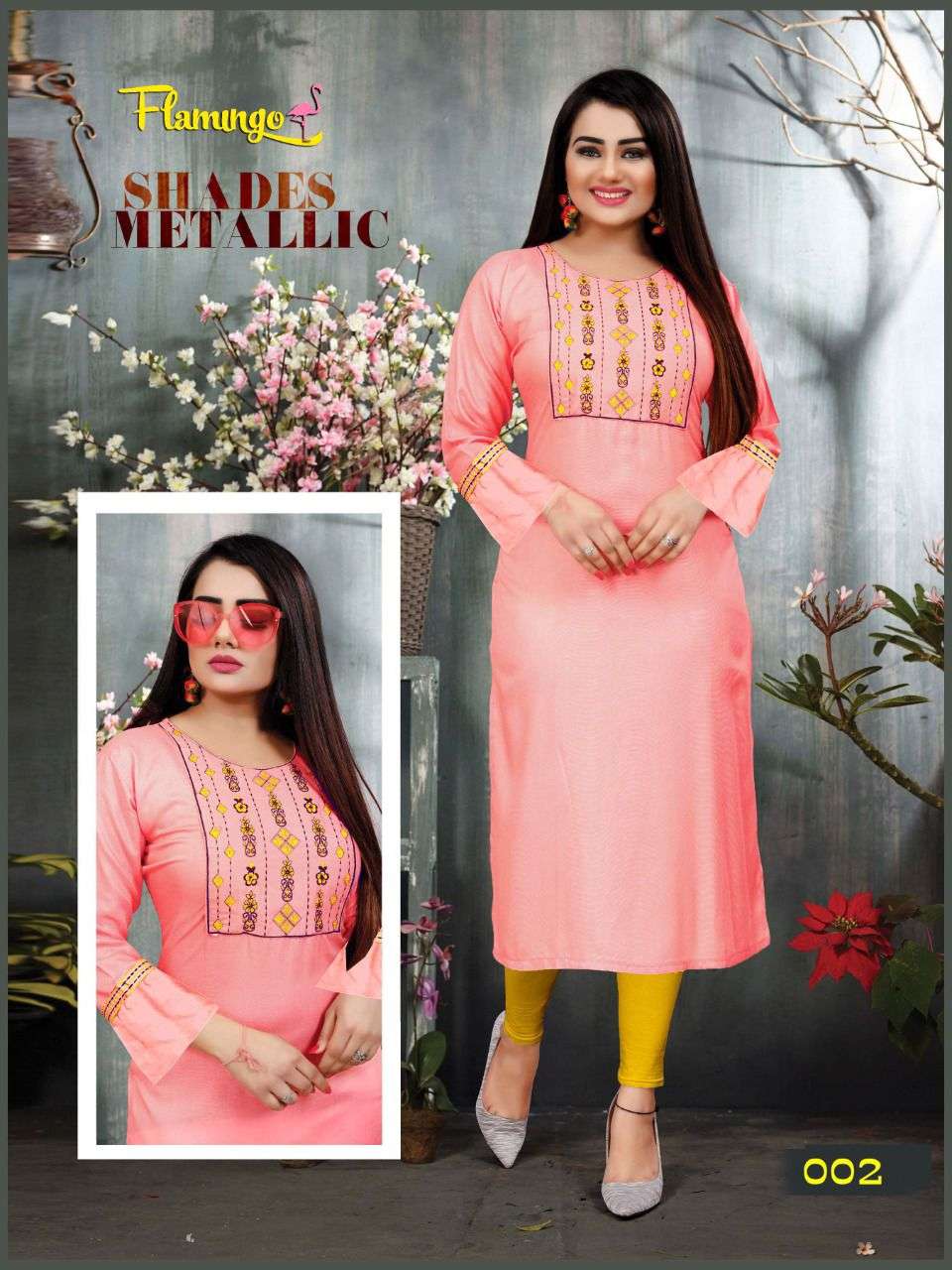 BEAUTY QUEEN FLEMINGO VOL.2 Rayon 14 Kg Heavy Embroidered Brand Look with Patta KURTI CATALOG WHOLESALER BEST RATE